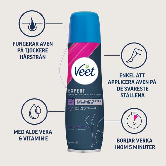 Veet Spray-On Hårtborttagningskräm Ben & Kropp Känslig Hud 150 ml