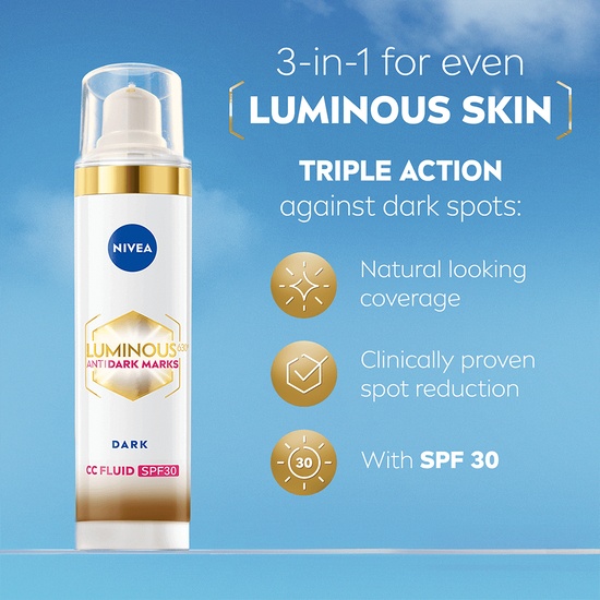 NIVEA Färgad dagkräm Luminous 630 Anti Dark-Spot CC Fluid 3-in-1 Dark SPF30 40 ml