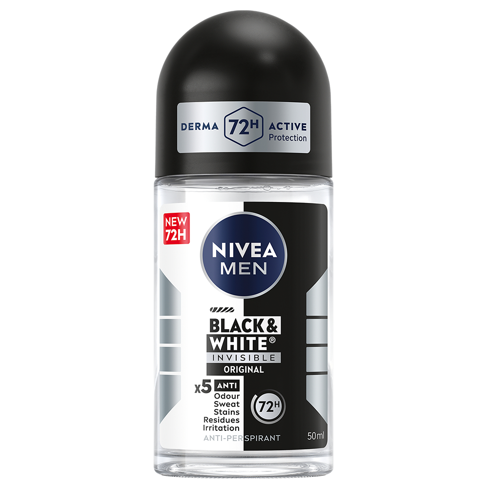 NIVEA MEN Antiperspirant Deo Black & White Original Roll On 50 ml