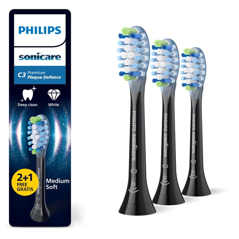 Philips Sonicare Borsthuvuden Premium Plaque Defence Svart 2+1-pack