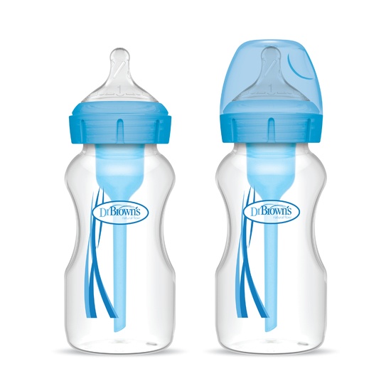 Dr Brown Wide-Neck Options + Flaskor 270 ml Blue 2-pack