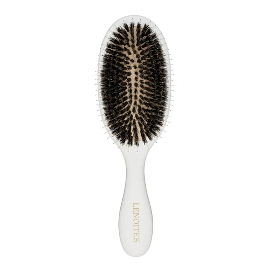 Lenoites Wild Boar Hair Brush with Cleaning Tool White