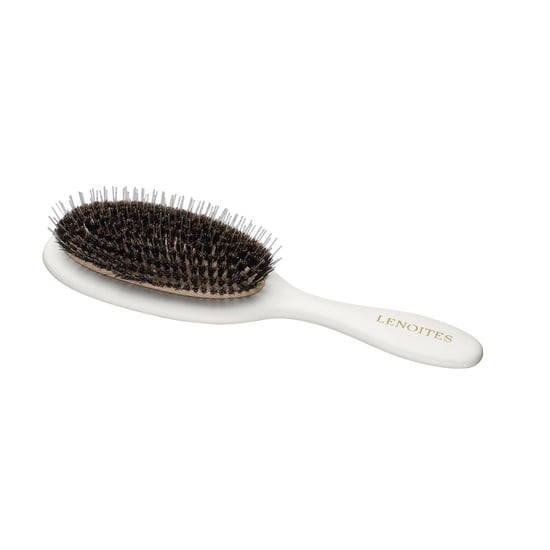 Lenoites Wild Boar Hair Brush with Cleaning Tool White