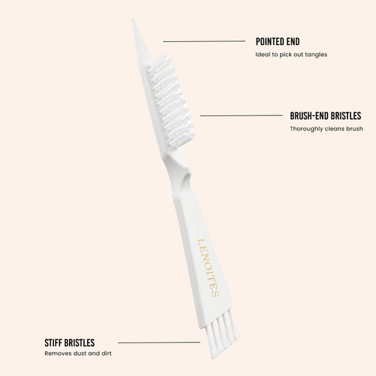 Lenoites Wild Boar Hair Brush with Cleaning Tool White