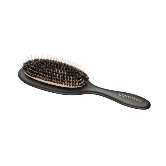 Lenoites Wild Boar Hair Brush with Cleaning Tool Black