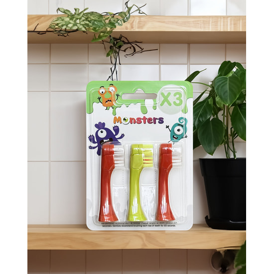 Les Babygators Monsters Refill Borsthuvuden 3-pack