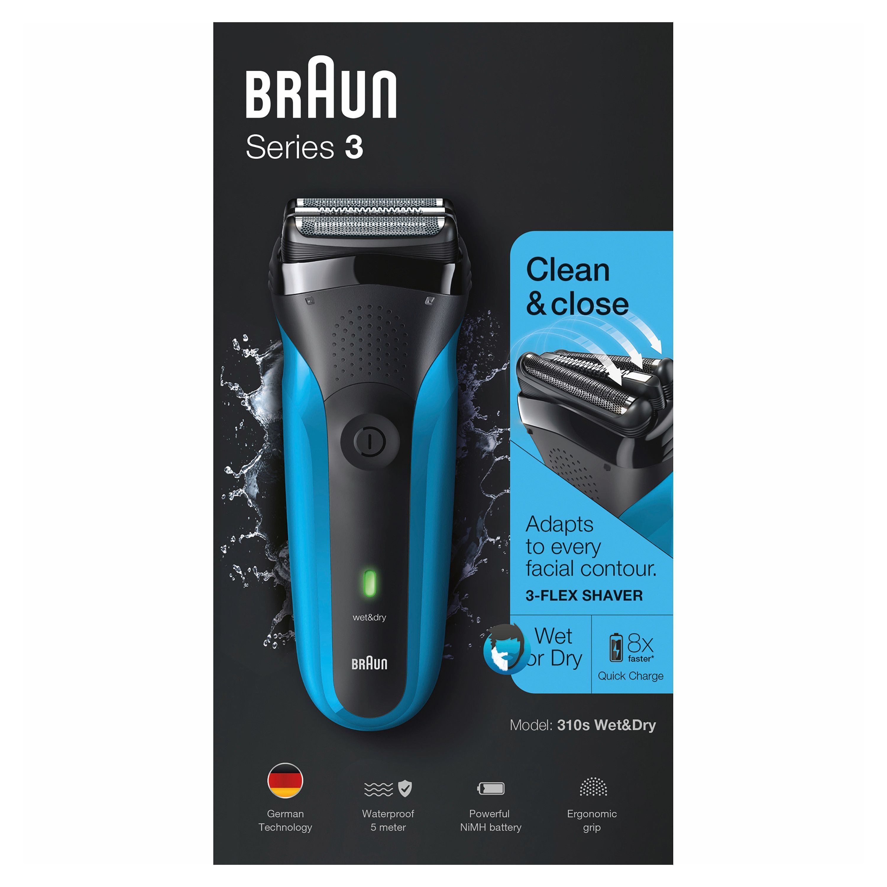 Braun Series 3 310 Rakapparat Wet & Dry Black & Blue