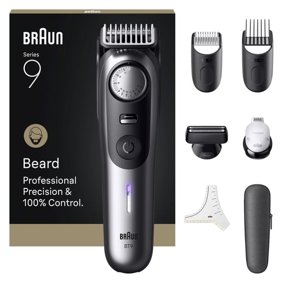 Braun Skäggtrimmer Series 9 +7 Barberarverktyg BT9520 Krom