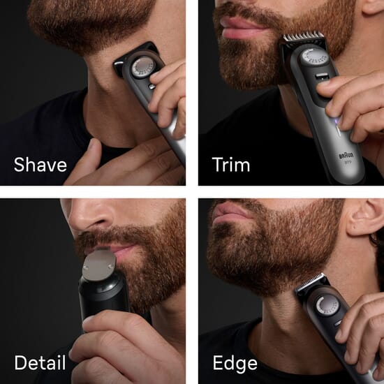 Braun Skäggtrimmer Series 9 +7 Barberarverktyg BT9520 Krom