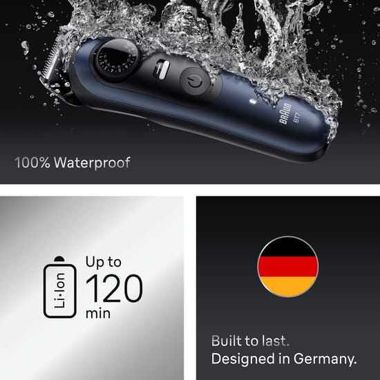 Braun Skäggtrimmer Series 7 +6 Barberverktyg BT7520 Blå