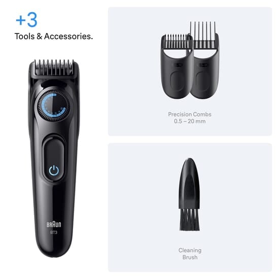 Braun Skäggtrimmer Serie 3 +3 Stylingverktyg BT3520 Svart