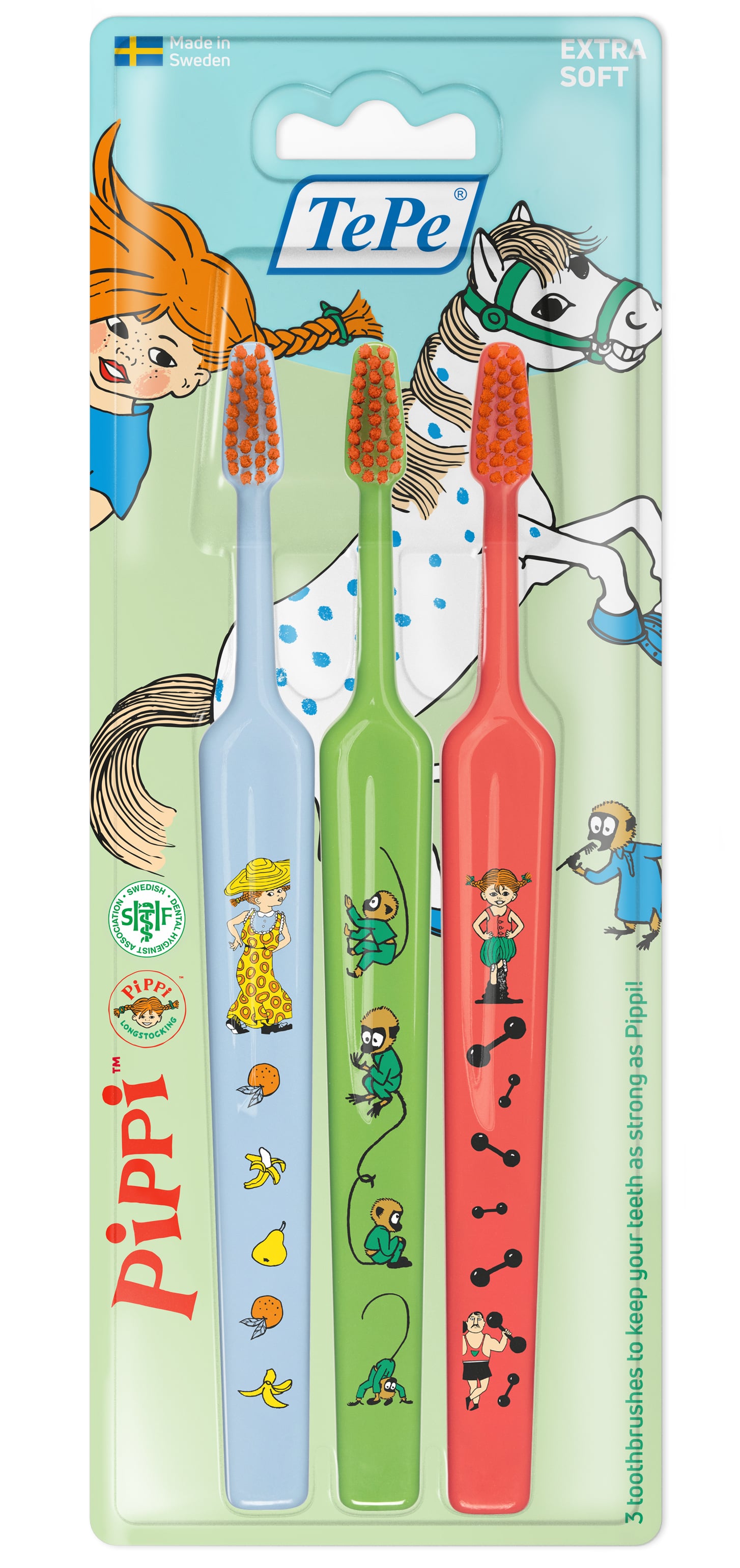 TePe Kids Pippi Extra Soft Tandborste 3-pack