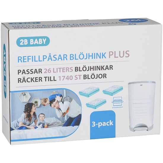 2B Baby Refillpåsar PLUS 26 liters blöjhinkar 3-pack