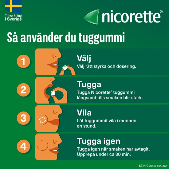 Nicorette Fruktmint, medicinskt tuggummi 4 mg 105 st