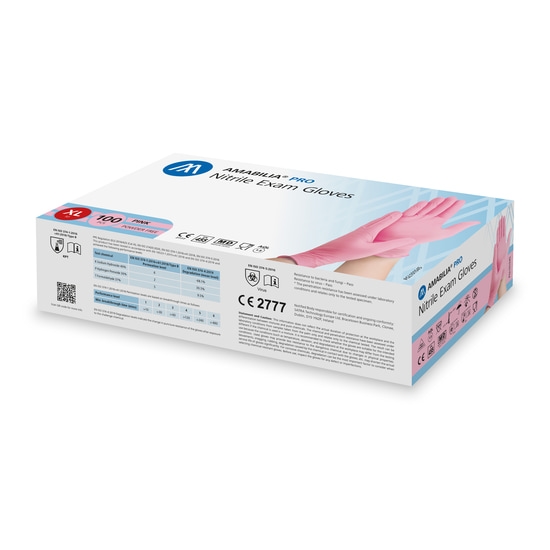 Amabilia Pro Nitrilhandskar Rosa XL 100 st
