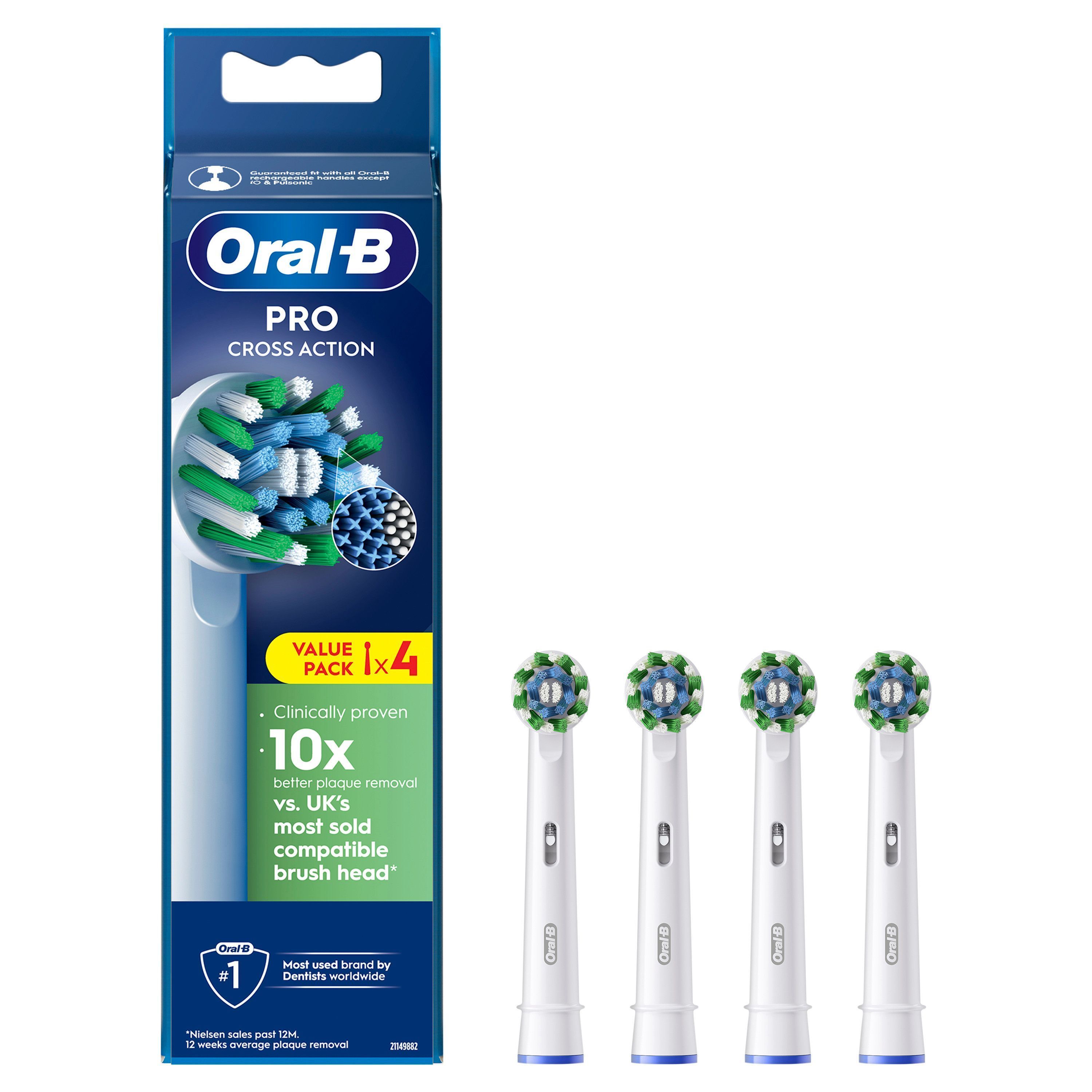 Oral-B CrossAction Borsthuvuden med CleanMaximiser-teknologi 4 st