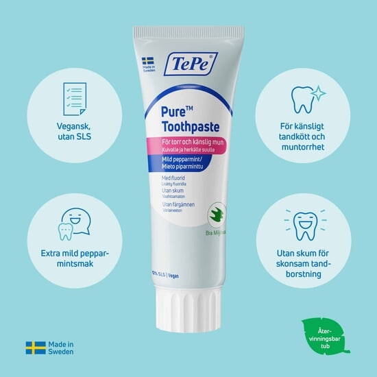 TePe Pure Toothpaste Mild Pepparmint 75 ml