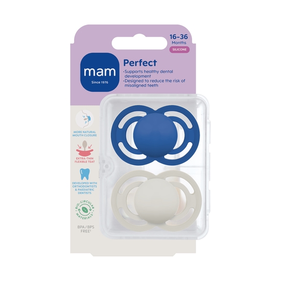 MAM Perfect Silicone 16-36 mån Blue 2-pack