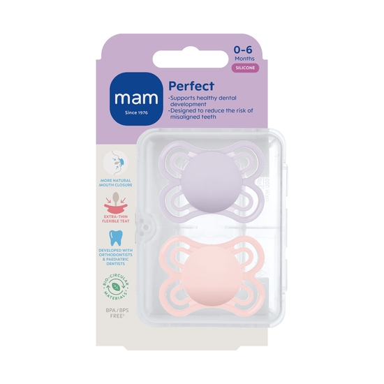 MAM Perfect Silicone 0-6 mån Pink 2-pack