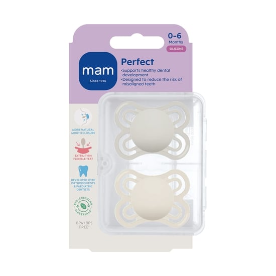 MAM Perfect Silicone 0-6 mån Neutral 2-pack
