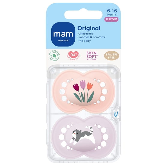 MAM Original Silicone 6-16 mån Pink 2-pack