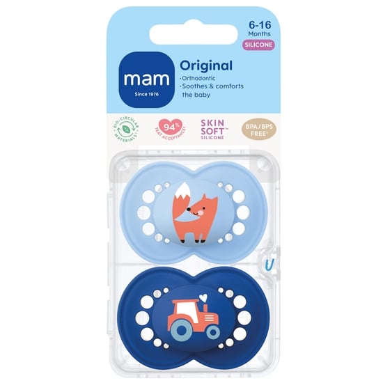MAM Original Silicone 6-16 mån Blue 2-pack