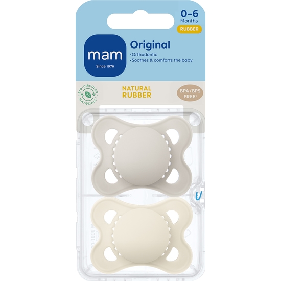 MAM Original Natural Rubber 0-6 mån Neutral Unprinted 2-pack
