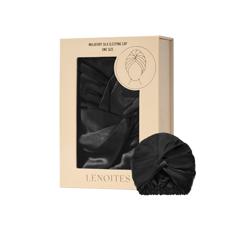 Lenoites Mulberry Silk Sleeping Cap Svart