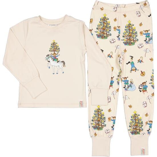Geggamoja Pippi Långstrump Tvådelad Pyjamas Beige 134/140