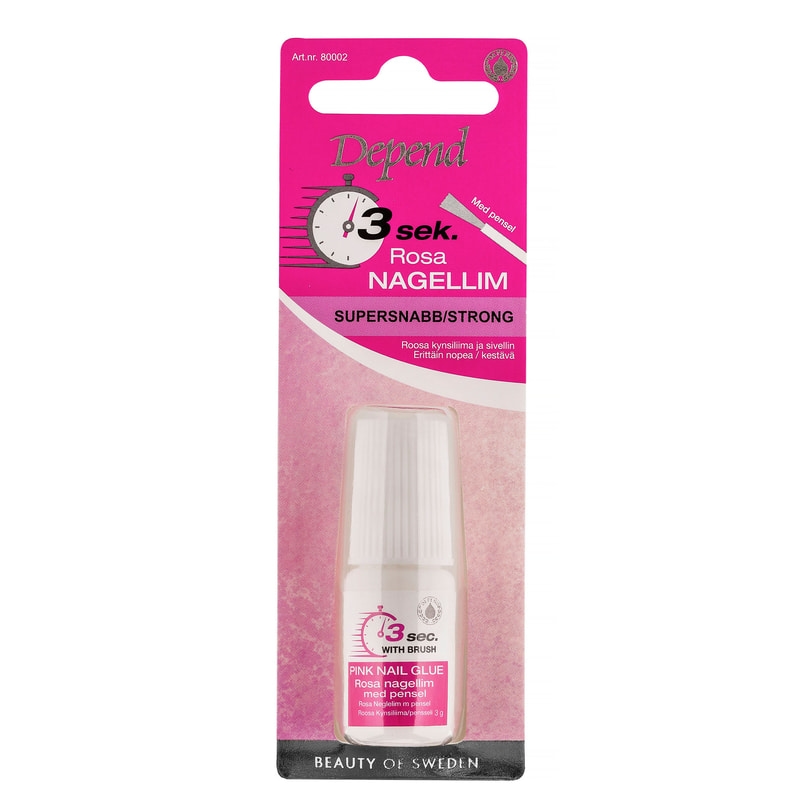 Depend 3 Sek. Rosa Nagellim med Pensel 3 g