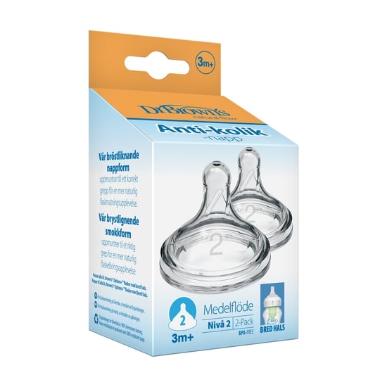Dr Brown Level 2 Wide-Neck Silicone Options+ Nipple 2-pack