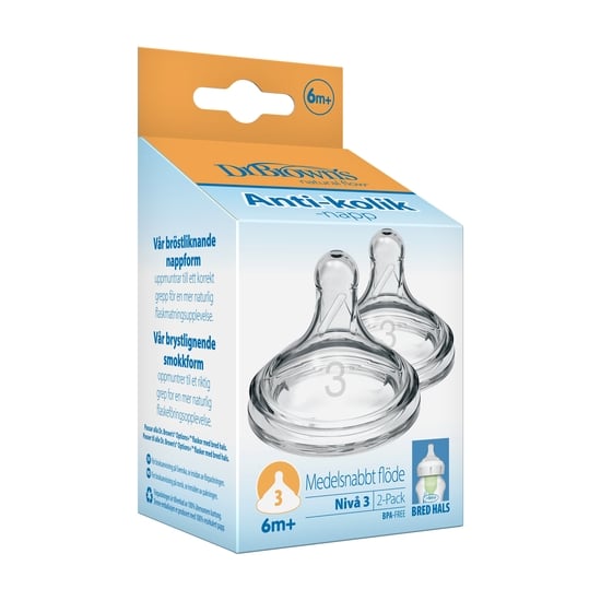 Dr Brown Level 3 Wide-Neck Silicone Options+ Nipple 2-pack