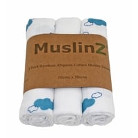 MuslinZ Muslinfilt Cloud Blue Lagoon EKO 70 cm 3-pack