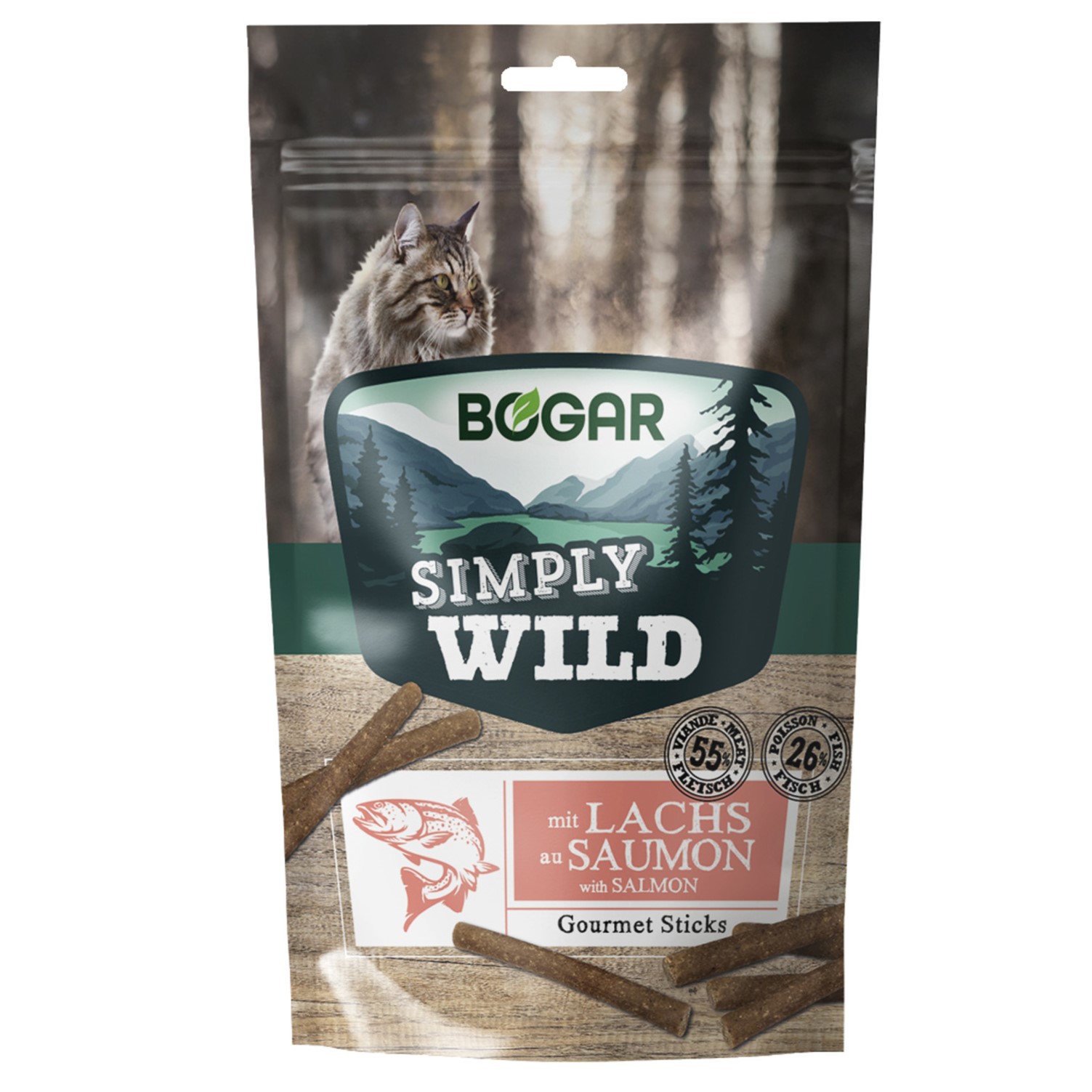 Bogar Simply Wild Sticks Salmon Katt 50 g