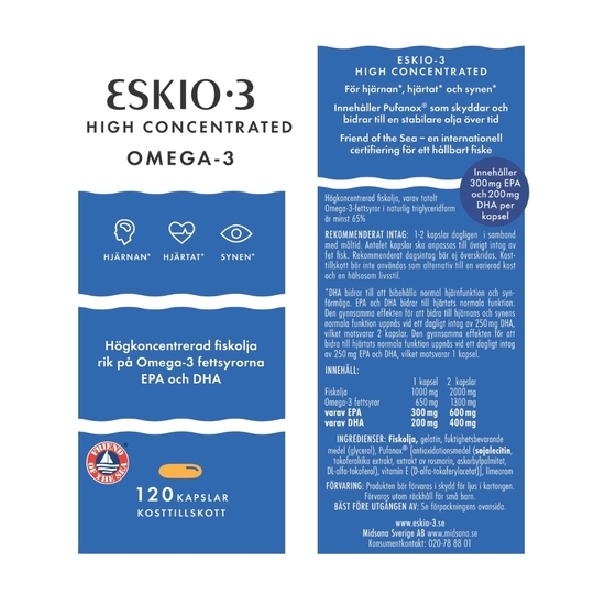 ESKIO-3 High Concentrated Omega-3 120 kapslar