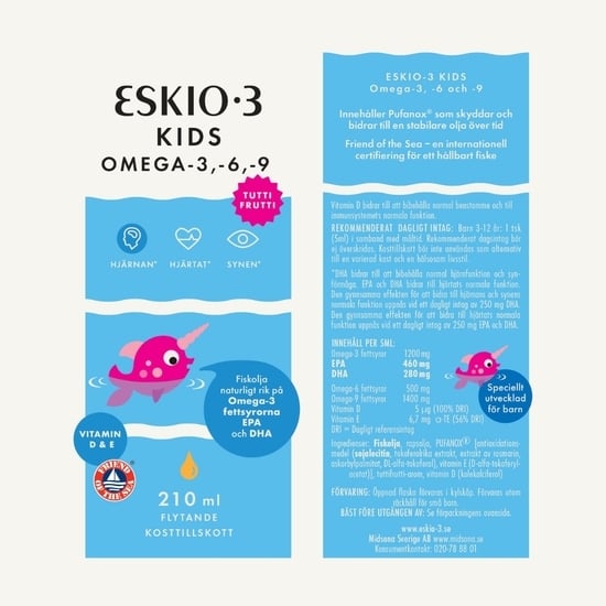 ESKIO-3 Kids Omega-3,-6,-9 Flytande 210 ml