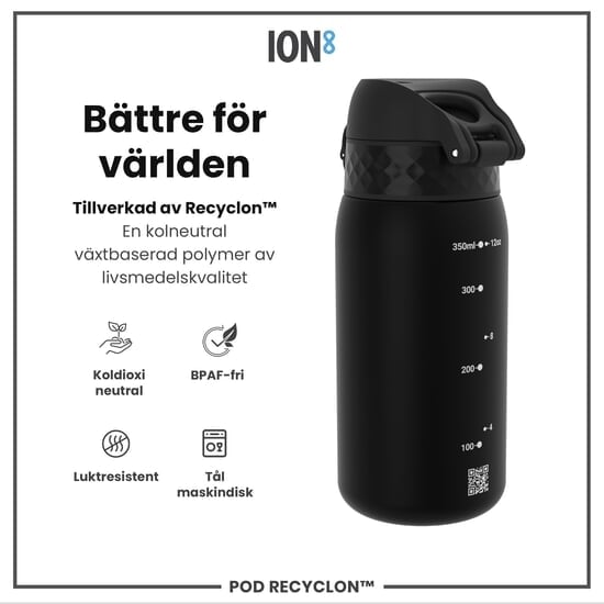 ION8 Vattenflaska För Barn Svart 350 ml