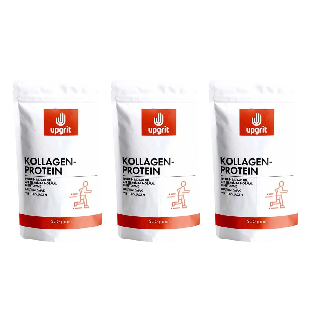 Upgrit Rent Kollagenprotein 500 g 3-pack