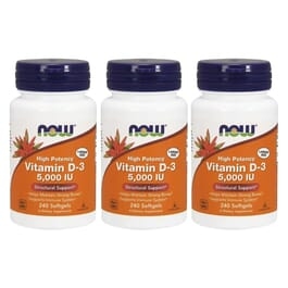 NOW Vitamin D-3 5000 IU 120 softgels 3-pack