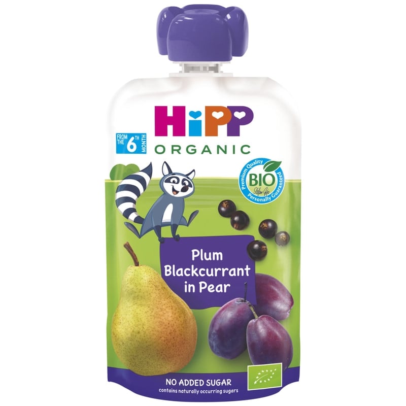 Hipp Klämmis Plommon, Svartvinbär & Päron 6m 100 g
