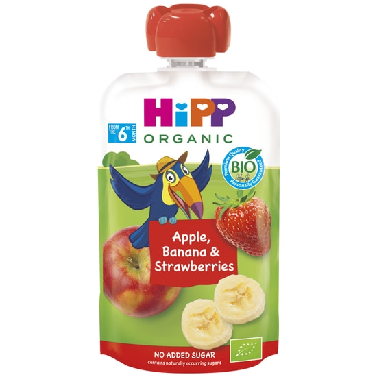Hipp Klämmis Äpple, Banan & Jordgubb 6m 100 g