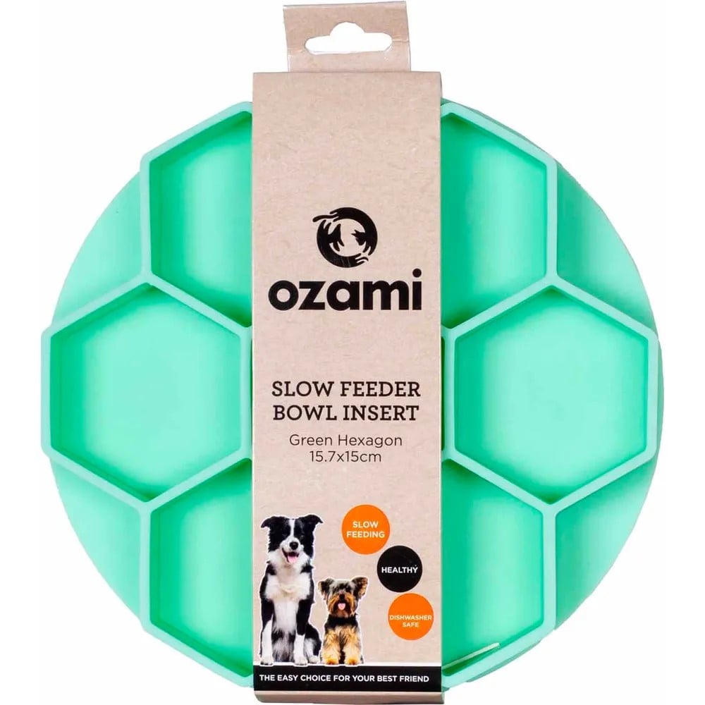 Ozami Slow Feeder Bowl Insert Hexagon Grön
