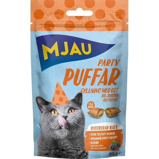 Mjau Partypuffar Ost 60 g