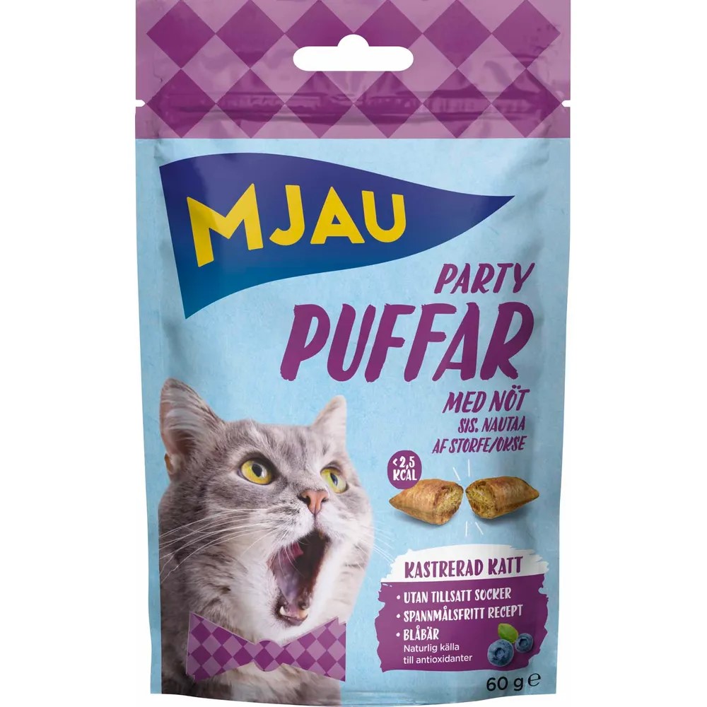 Mjau Partypuffar Nötkött 60 g