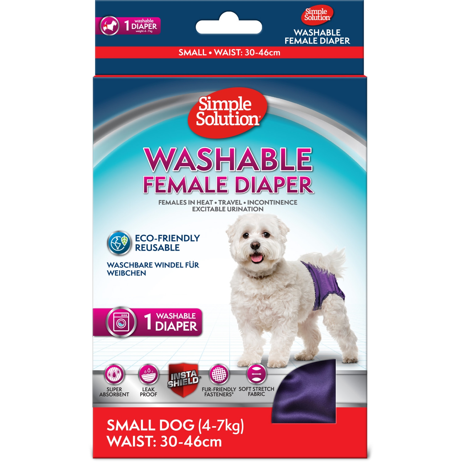 Alternativ bild 1 för Simple Solution Washable Diaper Blöja till Hund (S)