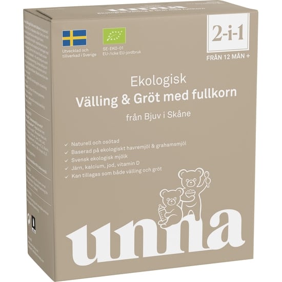 Unna Välling-gröt med fullkorn från 12 månader naturell och osötad 300 g