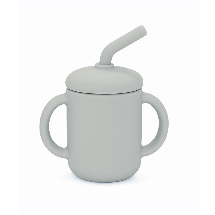 Summerville Mugg med Sugrör Silikon Silver Grey