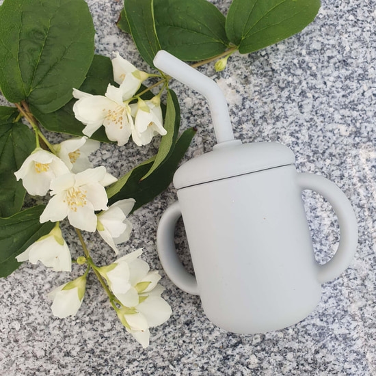 Summerville Mugg med Sugrör Silikon Silver Grey