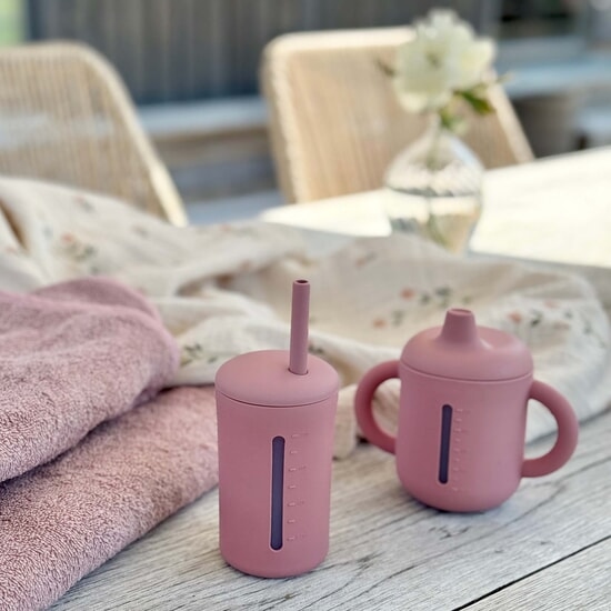 Summerville Mugg med Sugrör Silikon 200 ml Dusty Rose