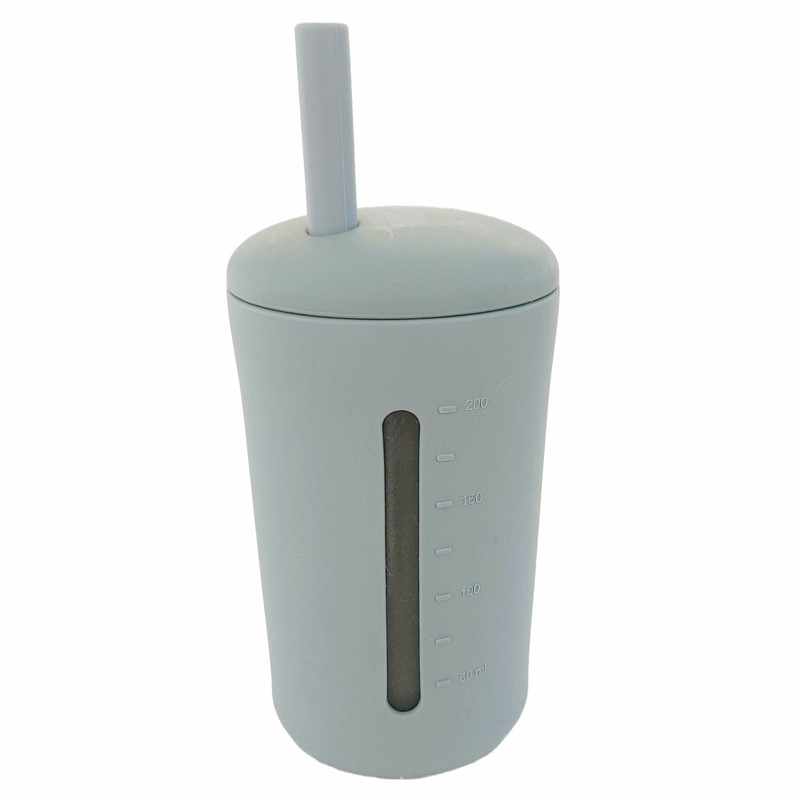 Summerville Mugg med Sugrör Silikon 200 ml Silver Grey